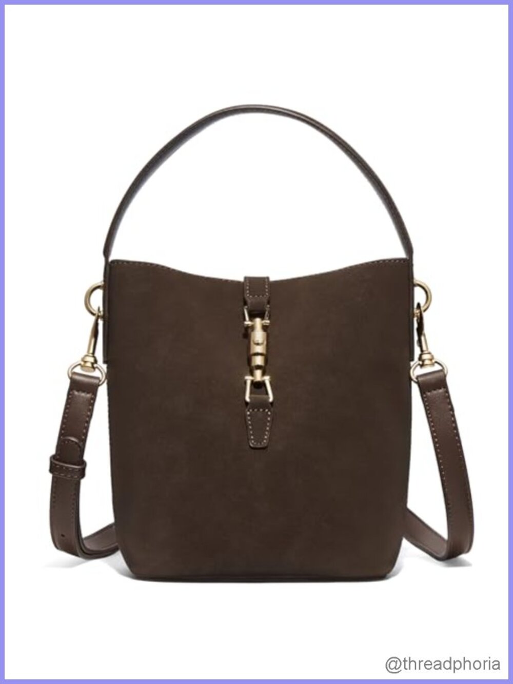 Small Vegan Leather Bucket Bag Crossbody Purse with Removable Strap